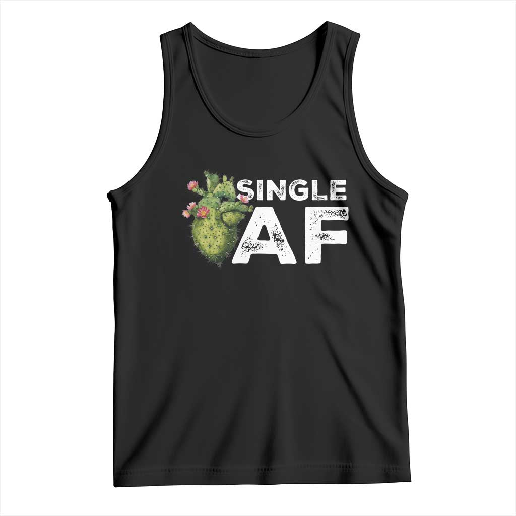 Funny Anti Valentine Tank Top Single AF Heart Cactus TS09 Black Print Your Wear