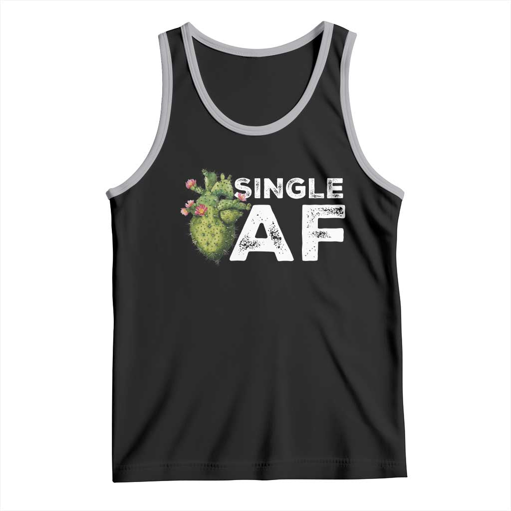 Funny Anti Valentine Tank Top Single AF Heart Cactus TS09 Black Athletic Heather Print Your Wear