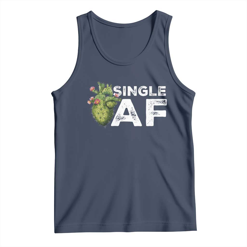 Funny Anti Valentine Tank Top Single AF Heart Cactus TS09 Navy Print Your Wear