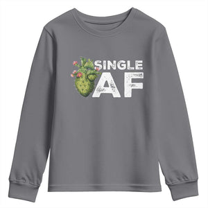 Funny Anti Valentine Youth Sweatshirt Single AF Heart Cactus TS09 Charcoal Print Your Wear