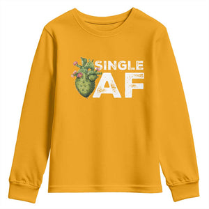Funny Anti Valentine Youth Sweatshirt Single AF Heart Cactus TS09 Gold Print Your Wear