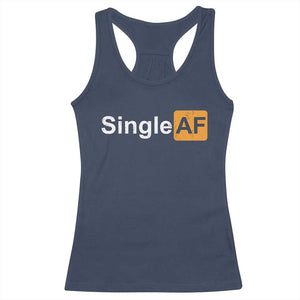 Funny Anti Valentine Single AF Racerback Tank Top TS09 Navy Print Your Wear