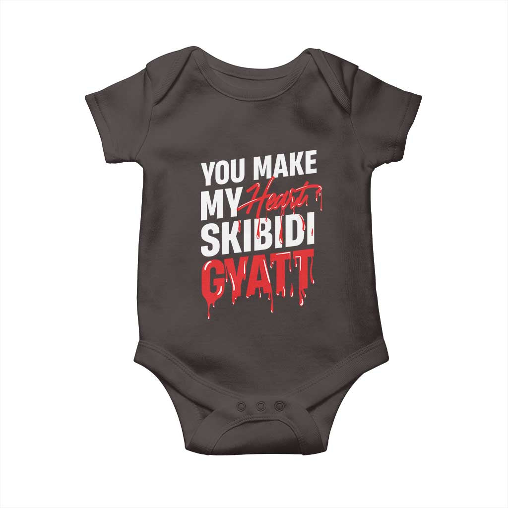 Funny Meme Valentine's Day Baby Onesie You Make My Heart Skibidi Gyatt TS09 Dark Chocolate Print Your Wear