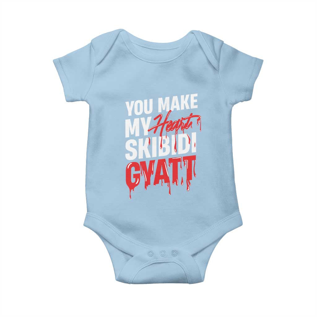 Funny Meme Valentine's Day Baby Onesie You Make My Heart Skibidi Gyatt TS09 Light Blue Print Your Wear