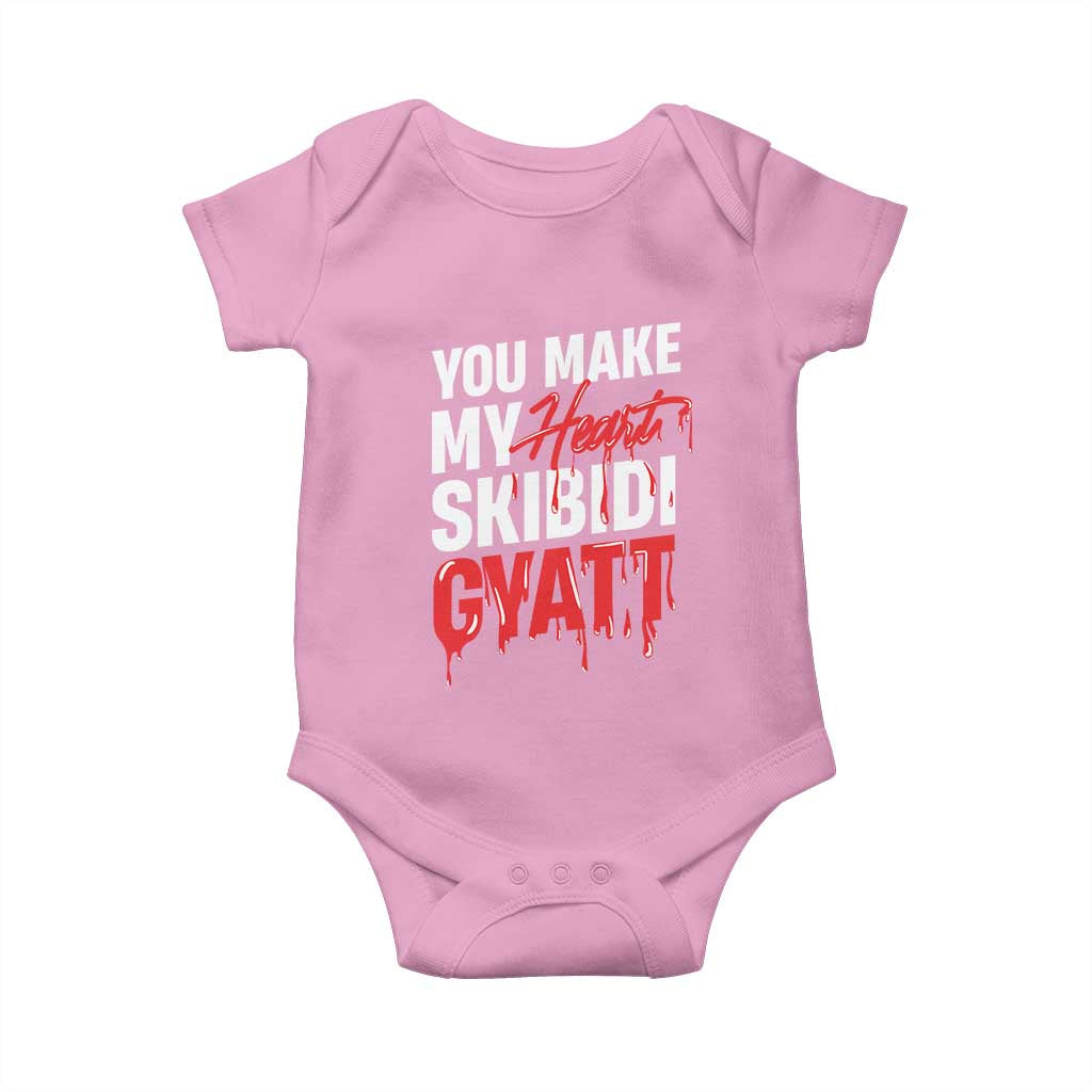 Funny Meme Valentine's Day Baby Onesie You Make My Heart Skibidi Gyatt TS09 Light Pink Print Your Wear