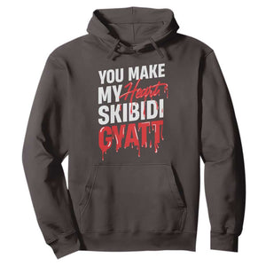 Funny Meme Valentine's Day Hoodie You Make My Heart Skibidi Gyatt TS09 Dark Chocolate Print Your Wear
