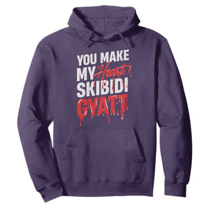 Funny Meme Valentine's Day Hoodie You Make My Heart Skibidi Gyatt TS09 Purple Print Your Wear