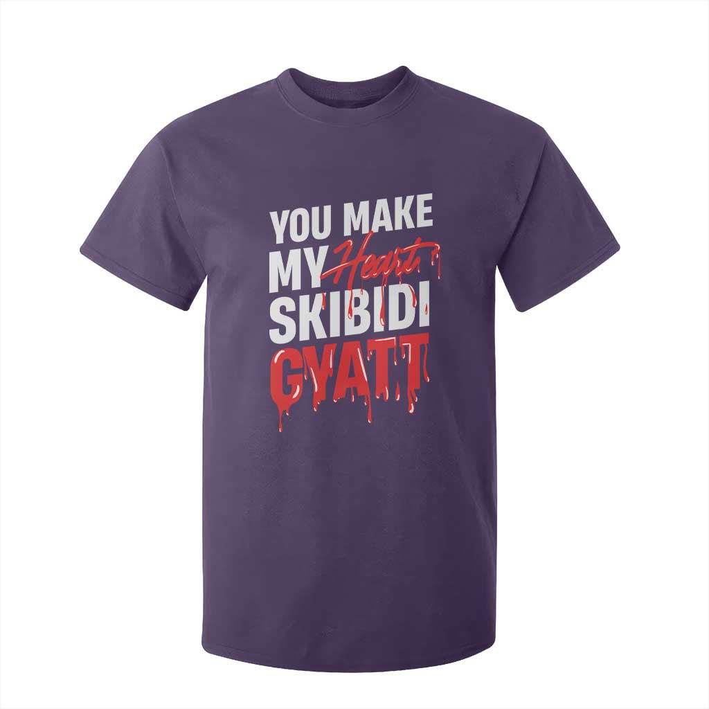 Funny Meme Valentine's Day T Shirt For Kid You Make My Heart Skibidi Gyatt TS09 Purple Print Your Wear