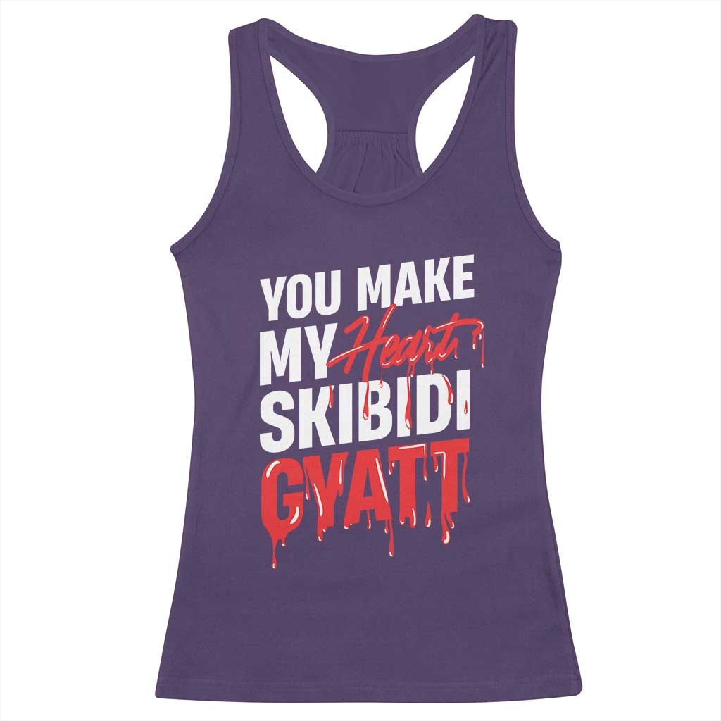 Funny Meme Valentine's Day Racerback Tank Top You Make My Heart Skibidi Gyatt TS09 Purple Print Your Wear