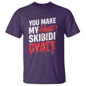 Funny Meme Valentine's Day T Shirt You Make My Heart Skibidi Gyatt TS09 Purple Print Your Wear
