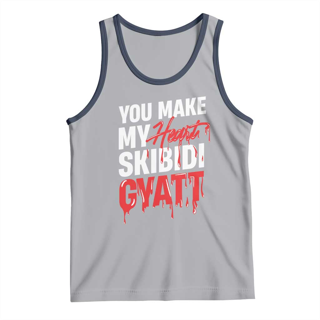 Funny Meme Valentine's Day Tank Top You Make My Heart Skibidi Gyatt TS09 Athletic Heather Navy Print Your Wear