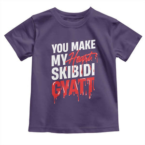 Funny Meme Valentine's Day Toddler T Shirt You Make My Heart Skibidi Gyatt TS09 Purple Print Your Wear