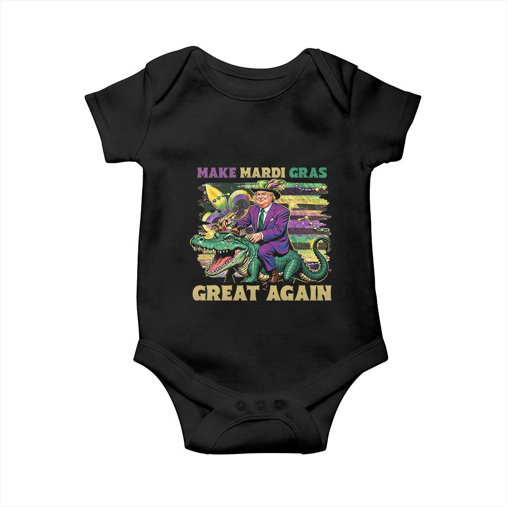 Funny Mardi Gras Trump Baby Onesie Make Mardi Gras Great Again Alligator Louisiana TS09 Black Print Your Wear