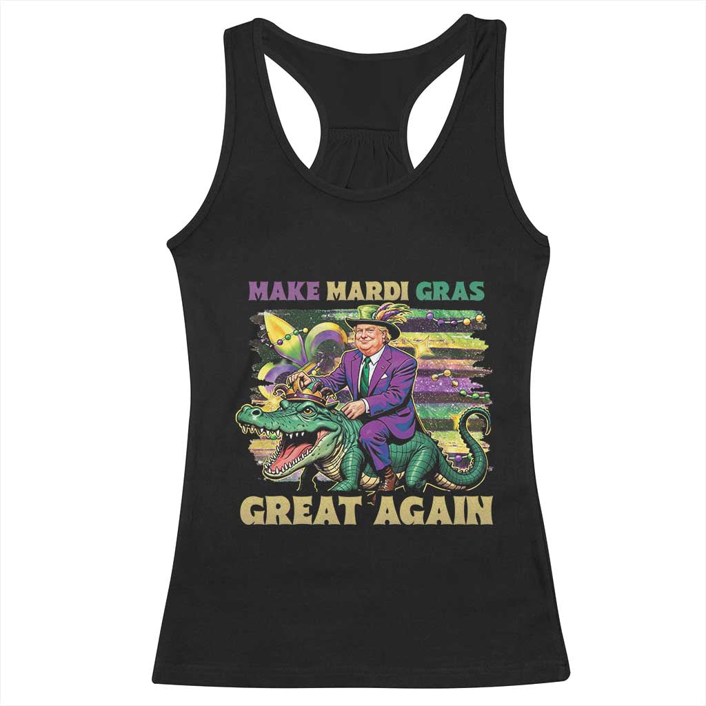 Funny Mardi Gras Trump Racerback Tank Top Make Mardi Gras Great Again Alligator Louisiana TS09 Black Print Your Wear