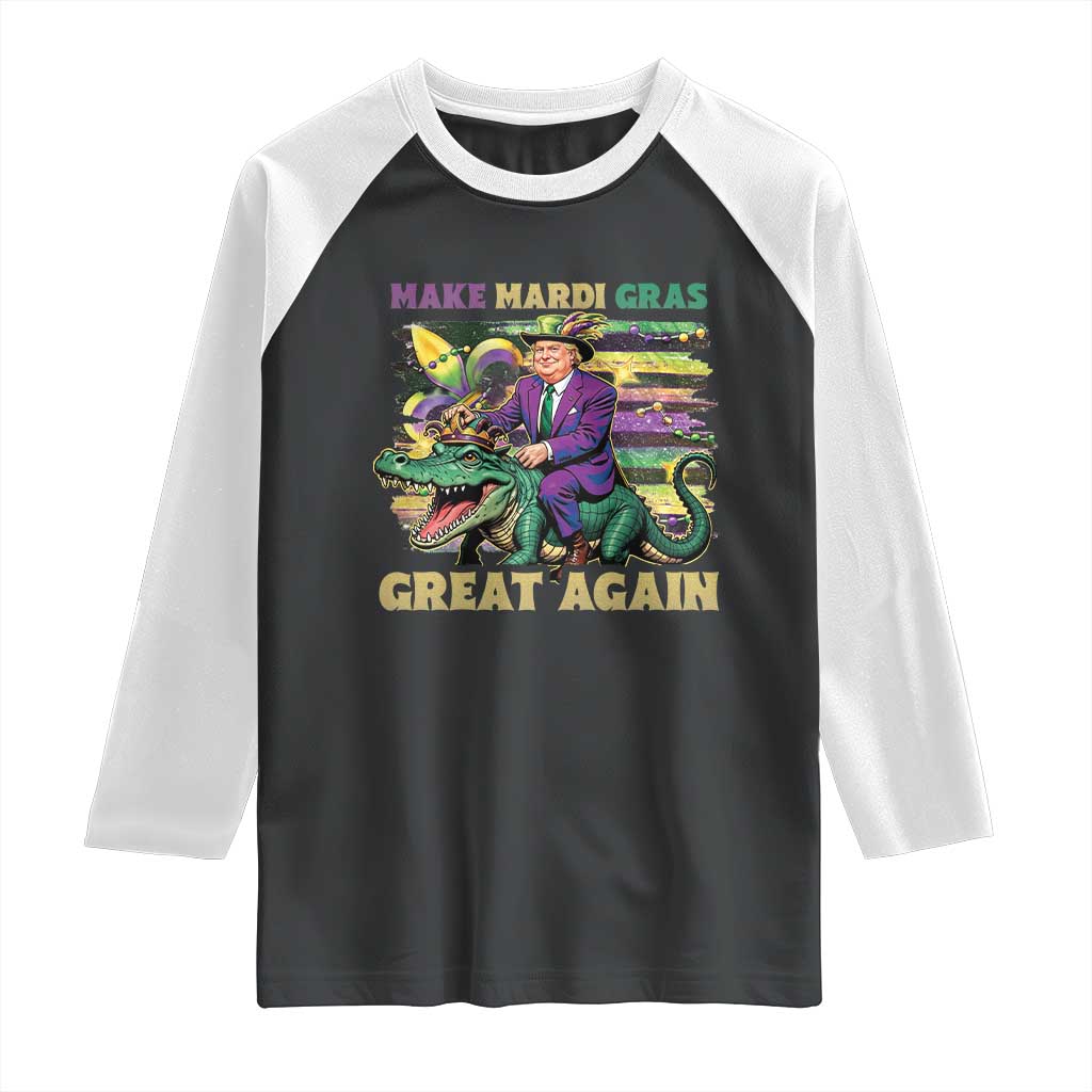 Funny Mardi Gras Trump Raglan Shirt Make Mardi Gras Great Again Alligator Louisiana TS09 Black White Print Your Wear