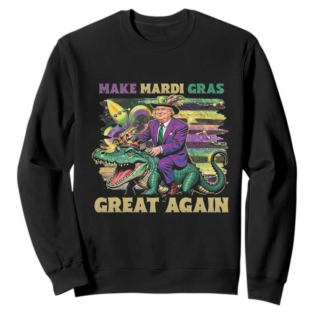 Funny Mardi Gras Trump Sweatshirt Make Mardi Gras Great Again Alligator Louisiana TS09 Black Print Your Wear