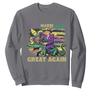 Funny Mardi Gras Trump Sweatshirt Make Mardi Gras Great Again Alligator Louisiana TS09 Charcoal Print Your Wear