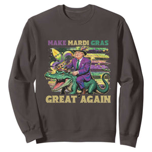 Funny Mardi Gras Trump Sweatshirt Make Mardi Gras Great Again Alligator Louisiana TS09 Dark Chocolate Print Your Wear