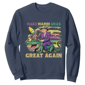 Funny Mardi Gras Trump Sweatshirt Make Mardi Gras Great Again Alligator Louisiana TS09 Navy Print Your Wear