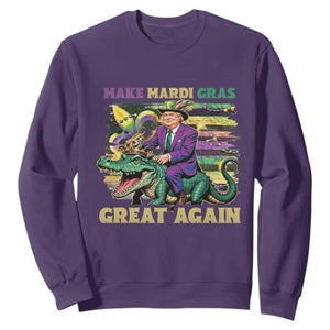 Funny Mardi Gras Trump Sweatshirt Make Mardi Gras Great Again Alligator Louisiana TS09 Purple Print Your Wear