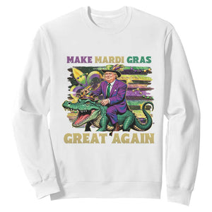 Funny Mardi Gras Trump Sweatshirt Make Mardi Gras Great Again Alligator Louisiana TS09 White Print Your Wear