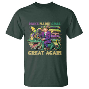 Funny Mardi Gras Trump T Shirt Make Mardi Gras Great Again Alligator Louisiana TS09 Dark Forest Green Print Your Wear