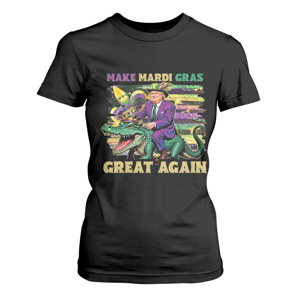 Funny Mardi Gras Trump T Shirt For Women Make Mardi Gras Great Again Alligator Louisiana TS09 Black Print Your Wear