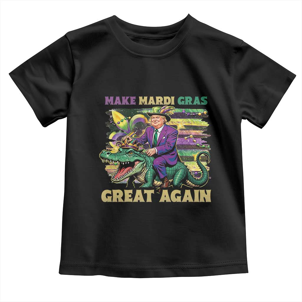 Funny Mardi Gras Trump Toddler T Shirt Make Mardi Gras Great Again Alligator Louisiana TS09 Black Print Your Wear
