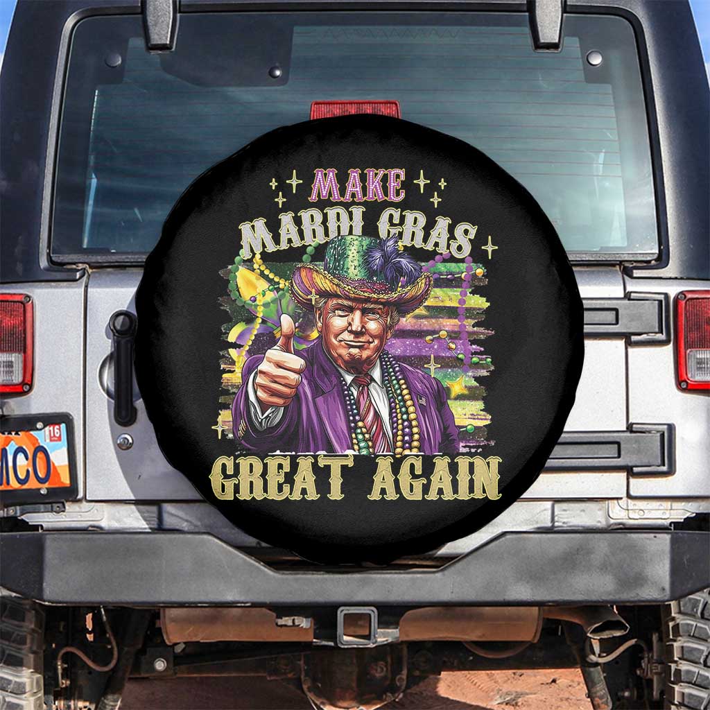 Funny Fat Tuesday Trump Spare Tire Cover Make Mardi Gras Great Again TS09 No hole Black Print Your Wear