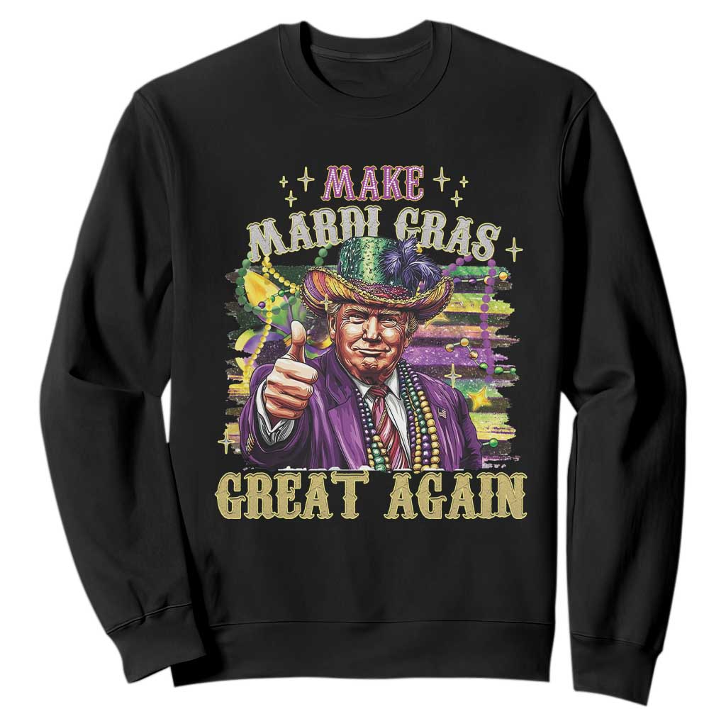 Funny Fat Tuesday Trump Sweatshirt Make Mardi Gras Great Again TS09 Black Print Your Wear