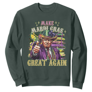 Funny Fat Tuesday Trump Sweatshirt Make Mardi Gras Great Again TS09 Dark Forest Green Print Your Wear
