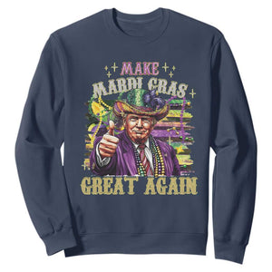 Funny Fat Tuesday Trump Sweatshirt Make Mardi Gras Great Again TS09 Navy Print Your Wear
