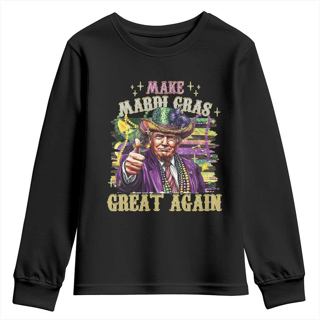 Funny Fat Tuesday Trump Youth Sweatshirt Make Mardi Gras Great Again TS09 Black Print Your Wear