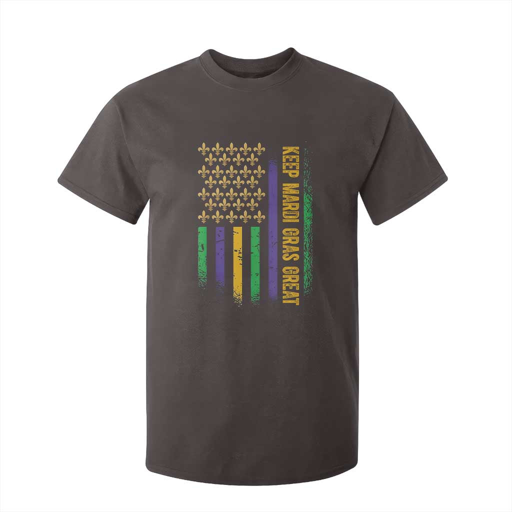 Keep Mardi Gras Great T Shirt For Kid American Flag Fleur De Lis TS09 Dark Chocolate Print Your Wear