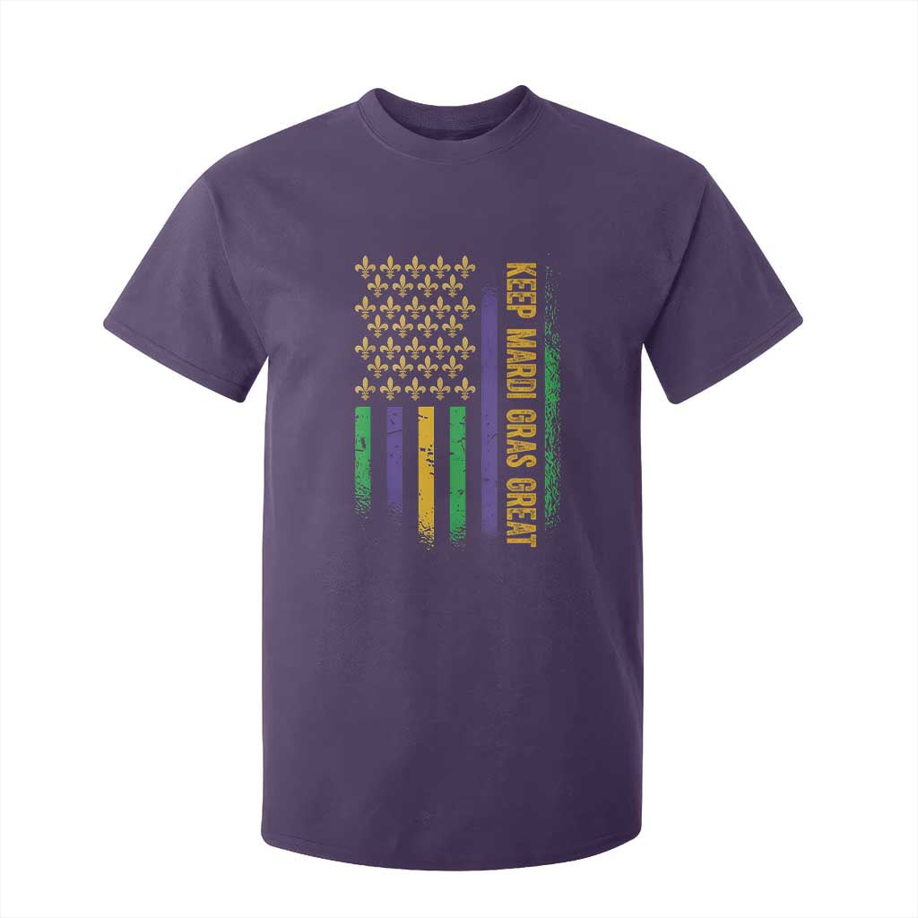 Keep Mardi Gras Great T Shirt For Kid American Flag Fleur De Lis TS09 Purple Print Your Wear