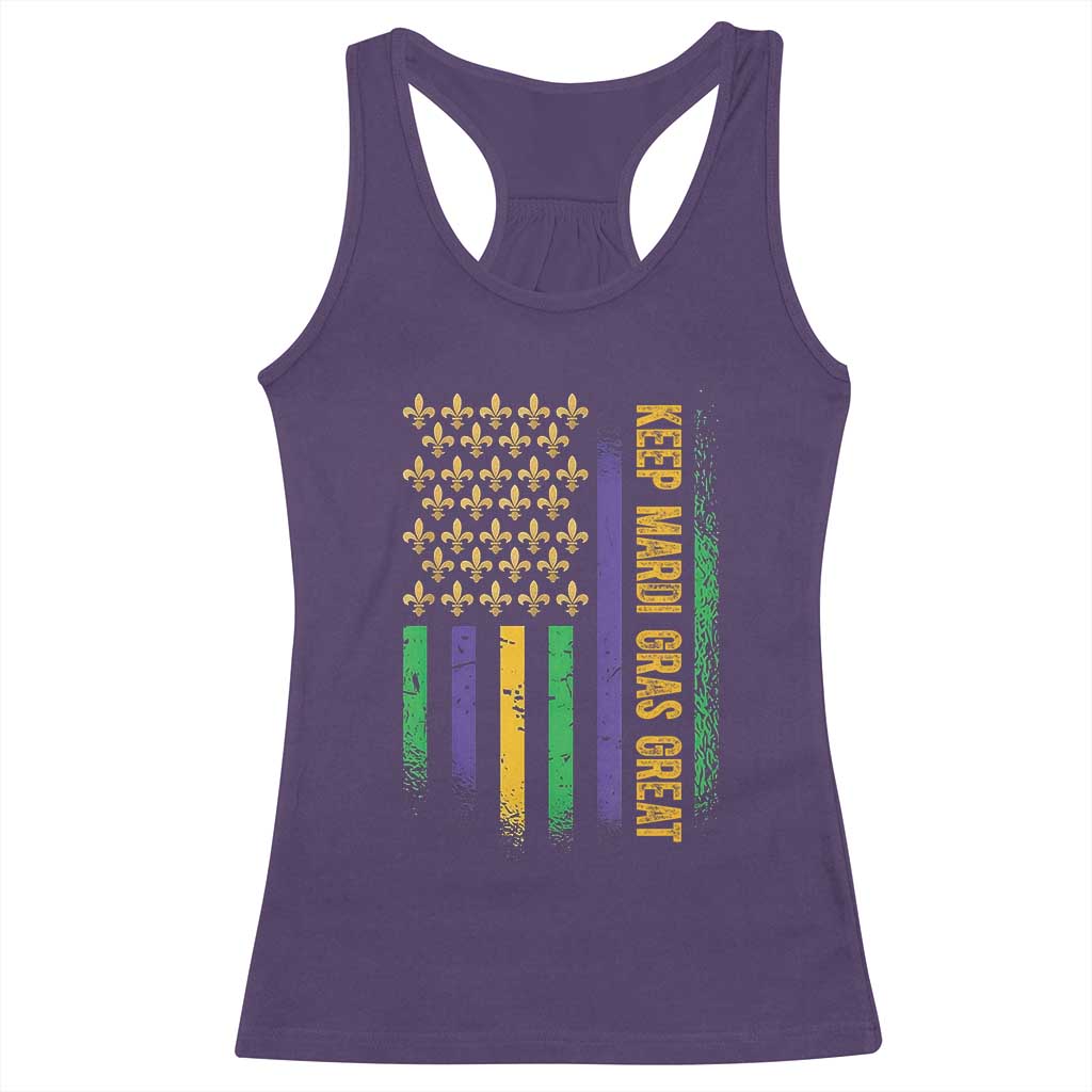 Keep Mardi Gras Great Racerback Tank Top American Flag Fleur De Lis TS09 Purple Print Your Wear