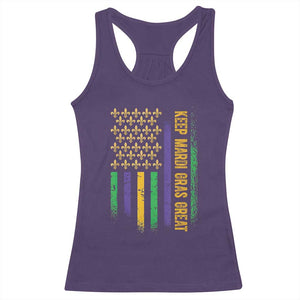 Keep Mardi Gras Great Racerback Tank Top American Flag Fleur De Lis TS09 Purple Print Your Wear