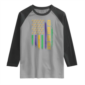 Keep Mardi Gras Great Raglan Shirt American Flag Fleur De Lis TS09 Sport Gray Black Print Your Wear