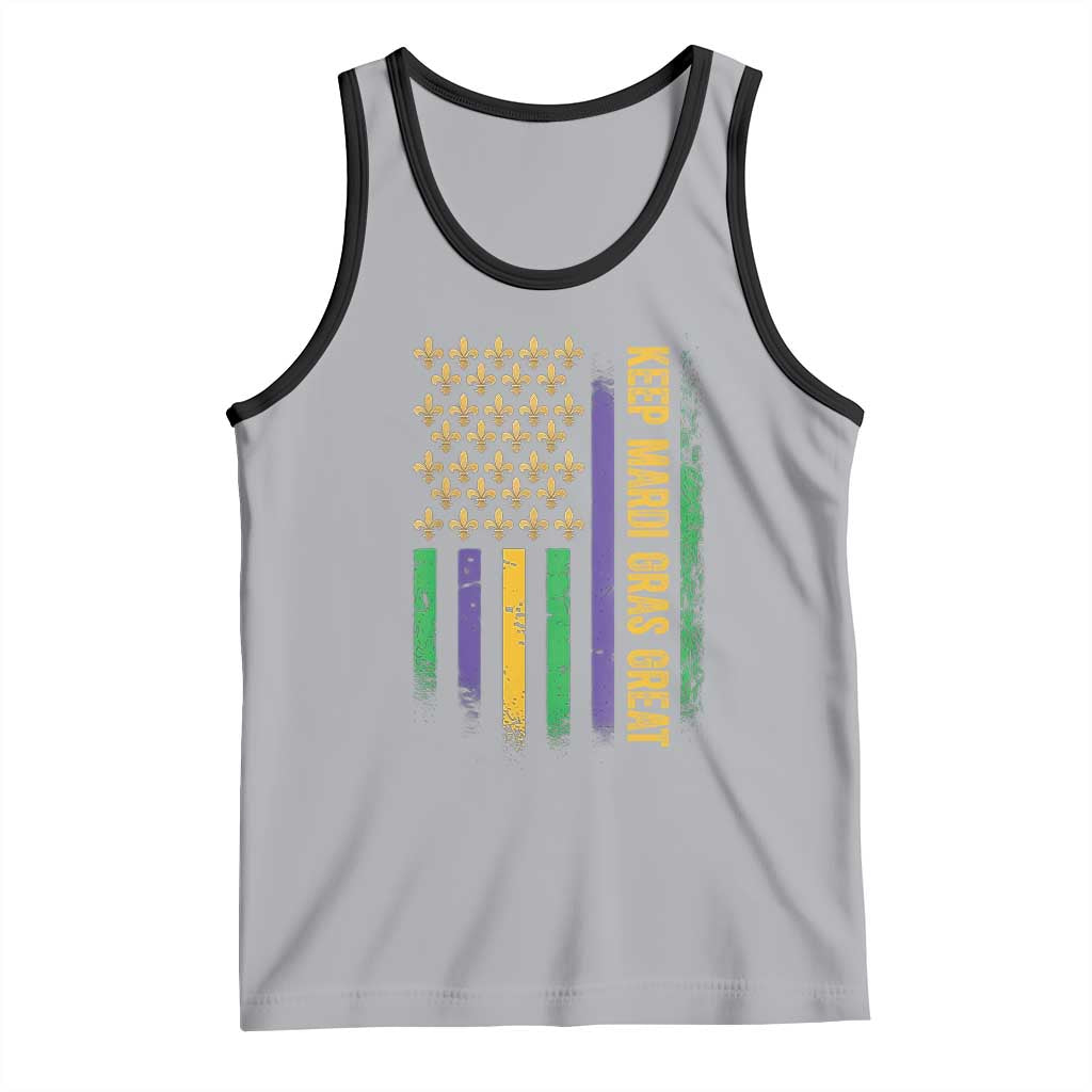 Keep Mardi Gras Great Tank Top American Flag Fleur De Lis TS09 Athletic Heather Black Print Your Wear