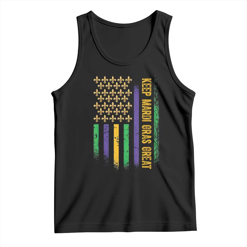 Keep Mardi Gras Great Tank Top American Flag Fleur De Lis TS09 Black Print Your Wear
