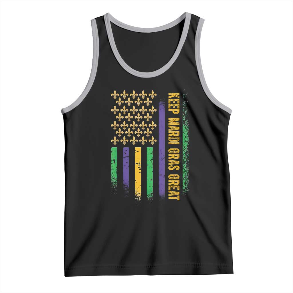 Keep Mardi Gras Great Tank Top American Flag Fleur De Lis TS09 Black Athletic Heather Print Your Wear