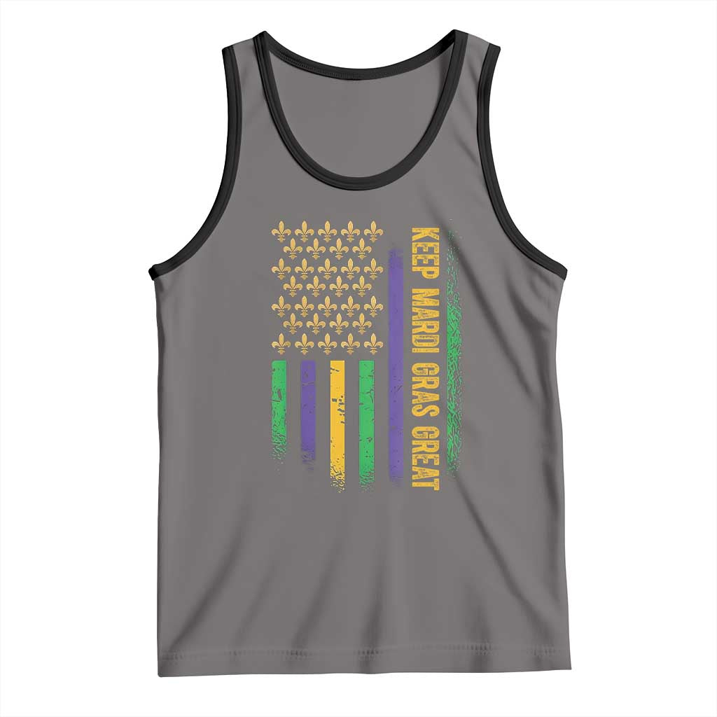 Keep Mardi Gras Great Tank Top American Flag Fleur De Lis TS09 Deep Heather Black Print Your Wear