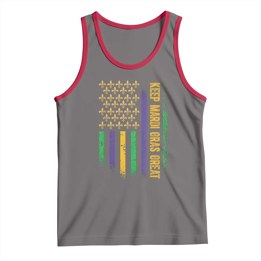 Keep Mardi Gras Great Tank Top American Flag Fleur De Lis TS09 Deep Heather Red Print Your Wear