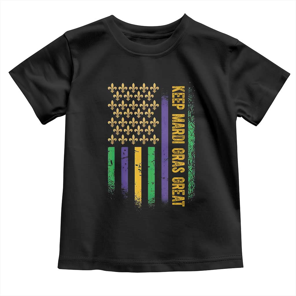 Keep Mardi Gras Great Toddler T Shirt American Flag Fleur De Lis TS09 Black Print Your Wear