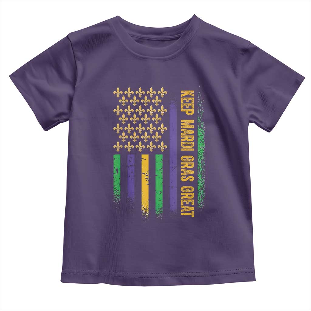 Keep Mardi Gras Great Toddler T Shirt American Flag Fleur De Lis TS09 Purple Print Your Wear