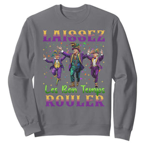 Funny Mardi Gras Trump Sweatshirt Laissez Les Bon Temps Rouler Trump Dancing TS09 Charcoal Print Your Wear