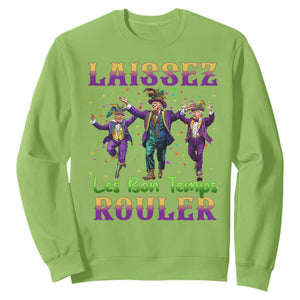 Funny Mardi Gras Trump Sweatshirt Laissez Les Bon Temps Rouler Trump Dancing TS09 Lime Print Your Wear