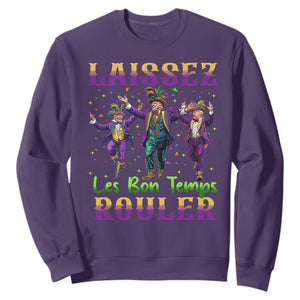 Funny Mardi Gras Trump Sweatshirt Laissez Les Bon Temps Rouler Trump Dancing TS09 Purple Print Your Wear