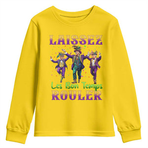 Funny Mardi Gras Trump Youth Sweatshirt Laissez Les Bon Temps Rouler Trump Dancing TS09 Daisy Print Your Wear
