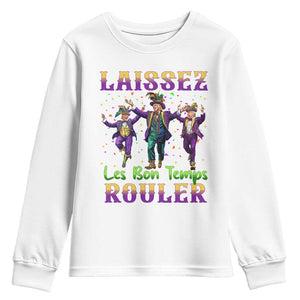 Funny Mardi Gras Trump Youth Sweatshirt Laissez Les Bon Temps Rouler Trump Dancing TS09 White Print Your Wear